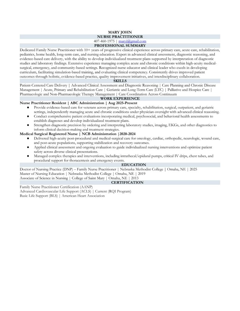 Nursing professional reviewing resume examples